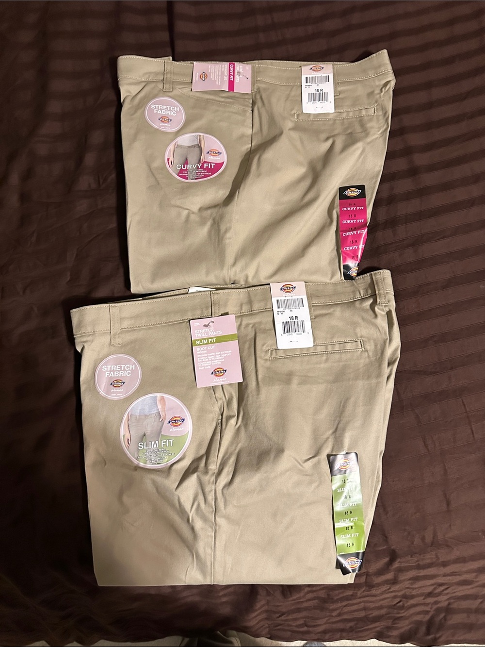 2 pair of Dickies Slim & Curvy Fit Work Pants in Light Khaki